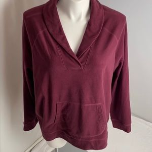 L.L. Bean plum v-neck fleece pullover 2X